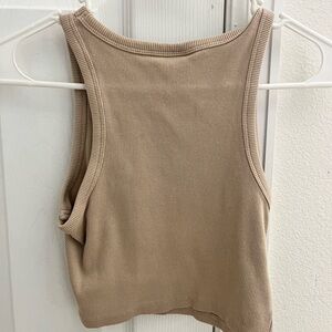 **H&M Ribbed High-Neck Sleeveless Crop Top, Size S**